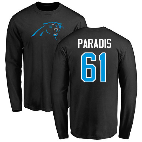 Carolina Panthers Men Black Matt Paradis Name and Number Logo NFL Football #61 Long Sleeve T Shirt->carolina panthers->NFL Jersey